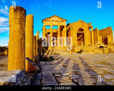 Ruines romaines de Sufetula, contenant les temples du forum romain les mieux conservés en Tunisie Banque D'Images