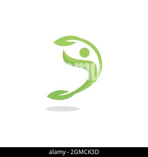 résumé personnes nature plante logo icône plat concept vecteur graphique conception Illustration de Vecteur