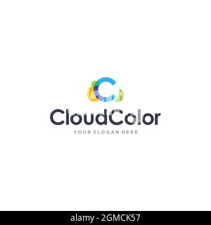 Design moderne et coloré du logo C initial Illustration de Vecteur