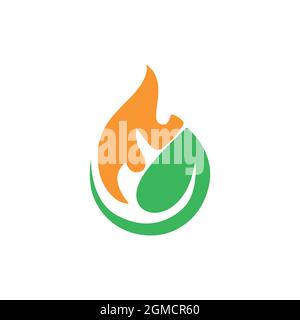 logo abstrait de feuille de feu icône concept plat motif vectoriel graphique Illustration de Vecteur