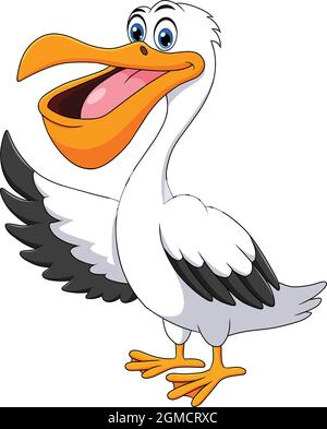 Illustration vectorielle de dessin animé d'oiseau Pelican mignon Illustration de Vecteur