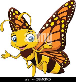 Illustration vectorielle de dessin animé papillon mignon Illustration de Vecteur