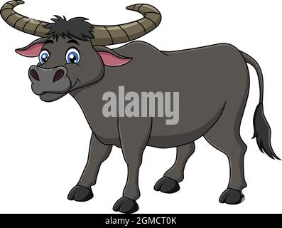 Illustration vectorielle de dessin animé mignon Buffalo Illustration de Vecteur