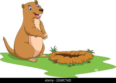 Illustration vectorielle de dessin animé mignon Prairie Dog Illustration de Vecteur