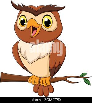 Illustration vectorielle de dessin animé d'oiseau mignon Owl Illustration de Vecteur