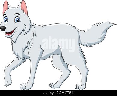 Illustration de vecteur de dessin animé Arctic Wolf mignon Illustration de Vecteur