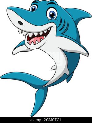 Illustration vectorielle de dessin animé mignon Shark Fish Illustration de Vecteur
