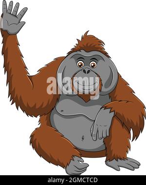 Illustration vectorielle de dessin animé Orangutan mignonne Illustration de Vecteur