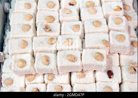 Dessert turc, délice turc blanc, şambali, délicieux, sucré, sambali Banque D'Images