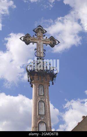 Croix de peste (pestis-kereszt), FO ter (FO carré), Szentendre, près de Budapest, Hongrie Banque D'Images