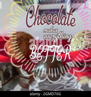 Citation Positive Sur L Amour Pour Le Chocolat Message Chocolat Me Rend Heureux Sur Le Fond De Boites Avec Des Bonbons Virage Vintage Photo Stock Alamy