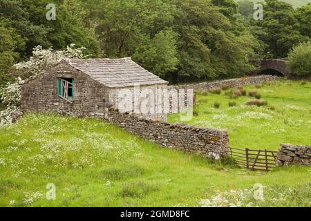 Une grange en ruines à Mallerstang, dans la vallée de l'Eden, dans le parc national de Yorkshire Dales, au Royaume-Uni Banque D'Images