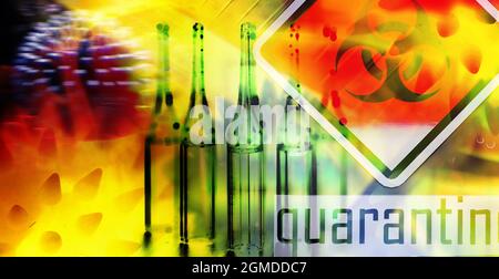 Le médicament médical en ampoules dans le laboratoire teste les médicaments pour le traitement de la pneumonie virale. Test sanguin du coronovirus chez les patients infectés. Monde p Banque D'Images