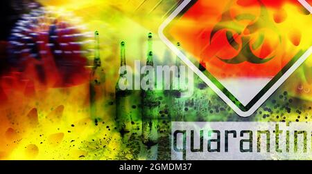 Le médicament médical en ampoules dans le laboratoire teste les médicaments pour le traitement de la pneumonie virale. Test sanguin du coronovirus chez les patients infectés. Monde p Banque D'Images