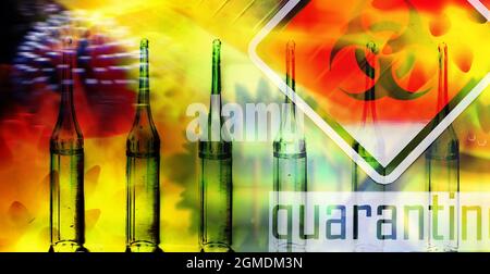 Le médicament médical en ampoules dans le laboratoire teste les médicaments pour le traitement de la pneumonie virale. Test sanguin du coronovirus chez les patients infectés. Monde p Banque D'Images