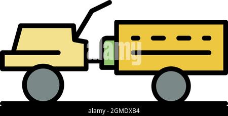 Icône tracteur marchant. Contour tracteur de marche vecteur icône couleur isolé à plat Illustration de Vecteur