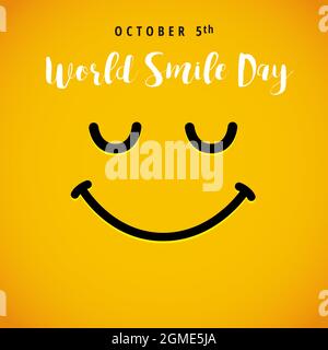 Concept de carte de vœux Happy World Smile Day. Des fêtes internationales créatives. Modèle de conception graphique abstrait isolé. Internet Messenger Illustration de Vecteur