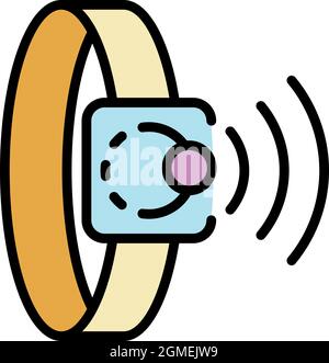 Icône de bracelet NFC. Contour nfc bracelet vecteur icône couleur plat isolé Illustration de Vecteur