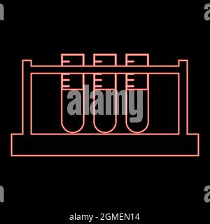 Tube à essai néon rouge couleur vecteur illustration plate lumière image Illustration de Vecteur