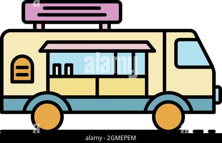 Icône véhicule chocolat. Contour chocolat vecteur icône couleur isolé plat Illustration de Vecteur