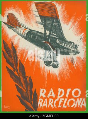 Espagne. Portada de la revista radio Barcelona, julio de 1937. Banque D'Images