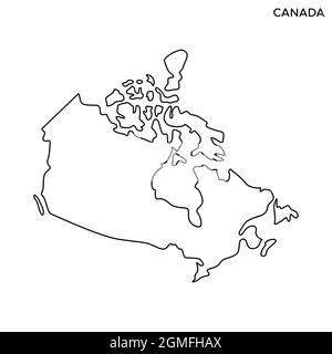 Carte linéaire du modèle de conception d'illustrations vectorielles du Canada. Contour modifiable. Vecteur eps 10. Illustration de Vecteur