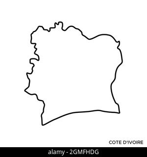 Plan linéaire du modèle de dessin d'illustrations vectorielles de la Côte d'Ivoire. Contour modifiable. Vecteur eps 10. Illustration de Vecteur