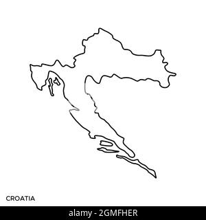 Carte linéaire du modèle de dessin d'illustration de stock vectoriel de Croatie. Contour modifiable. Vecteur eps 10. Illustration de Vecteur