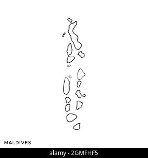 Plan de ligne du modèle de dessin d'illustration de vecteur Maldives. Contour modifiable. Vecteur eps 10. Illustration de Vecteur