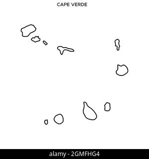 Carte linéaire du modèle de dessin d'illustration du stock vectoriel du Cap-Vert. Contour modifiable. Vecteur eps 10. Illustration de Vecteur