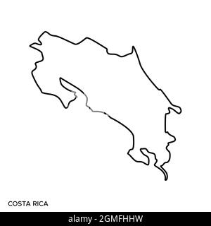 Carte linéaire du modèle de dessin d'illustration de stock vectoriel Costa Rica. Contour modifiable. Vecteur eps 10. Illustration de Vecteur