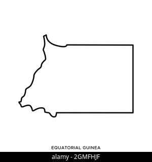 Carte linéaire du modèle de dessin d'illustration de l'action vectorielle de la Guinée équatoriale. Contour modifiable. Vecteur eps 10. Illustration de Vecteur