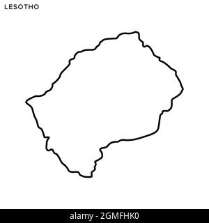 Carte de ligne du modèle de dessin d'illustration du stock vectoriel du Lesotho. Contour modifiable. Vecteur eps 10. Illustration de Vecteur