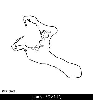 Carte de ligne du modèle de dessin d'illustration de vecteur de Kiribati. Contour modifiable. Vecteur eps 10. Illustration de Vecteur