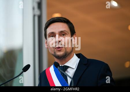 Charles Aslangul, maire de Bry-sur-Marne lors de l'inauguration d'un nouveau théâtre (ou théâtre) à Bry-sur-Marne, Val-de-Marne, Ile-de-France, près de Paris, France, Le 17 septembre 2021. Photo de Victor Joly/ABACAPRESS.COM Banque D'Images