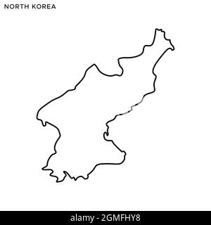 Carte linéaire du modèle de conception d'illustrations vectorielles de la Corée du Nord. Contour modifiable. Vecteur eps 10. Illustration de Vecteur