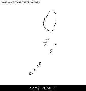Plan linéaire de Saint Vincent et les Grenadines vecteur modèle de dessin d'illustration. Contour modifiable. Vecteur eps 10. Illustration de Vecteur