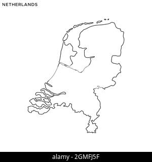 Plan linéaire du modèle de dessin d'illustration de vecteur pays-Bas. Contour modifiable. Vecteur eps 10. Illustration de Vecteur