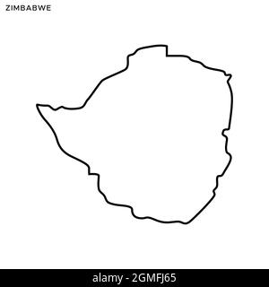 Carte linéaire du modèle de dessin d'illustration de vecteur Zimbabwe. Contour modifiable. Vecteur eps 10. Illustration de Vecteur