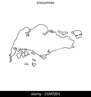 Plan linéaire du modèle de conception d'illustrations vectorielles de Singapour. Contour modifiable. Vecteur eps 10. Illustration de Vecteur