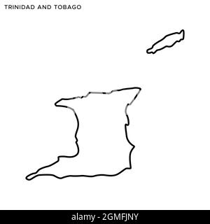 Plan linéaire du modèle de dessin d'illustration de stock vectoriel de Trinité-et-Tobago. Contour modifiable. Vecteur eps 10. Illustration de Vecteur