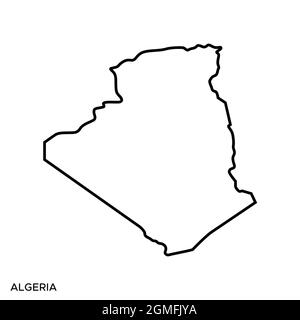 Plan linéaire du modèle de dessin d'illustrations vectorielles Algérie. Contour modifiable. Vecteur eps 10. Illustration de Vecteur