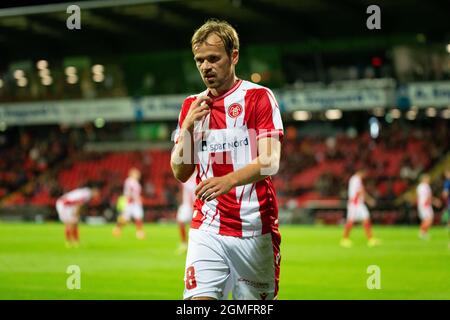 Aalborg, Danemark. 17 septembre 2021. Iver Fossum (8) d'AAB vu pendant le match 3F Superliga entre Aalborg Boldklub et Odense Boldklub au parc Aalborg Portland à Aalborg. (Crédit photo : Gonzales photo/Alamy Live News Banque D'Images