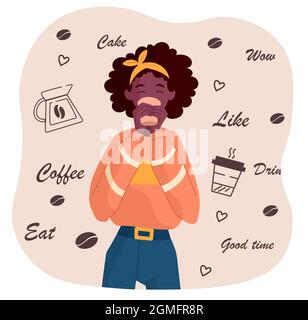 Femme boit le concept de café Illustration de Vecteur