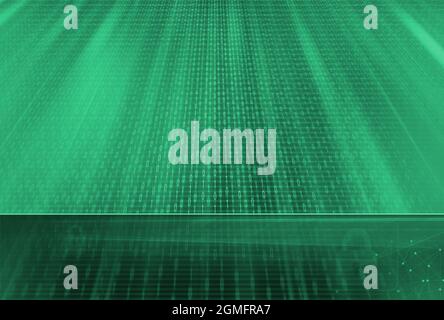 Illustration 3D de code binaire avec effet de transmission de données numériques - transfert de big data Banque D'Images