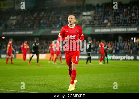 Randers, Danemark. 16 septembre 2021. Jesper Karlsson (11) d'AZ Alkmaar vu lors du match de l'UEFA Europa Conference League entre le Randers FC et l'AZ Alkmaar au parc Cepheus de Randers. (Crédit photo: Gonzales photo - Balazs Popal). Banque D'Images