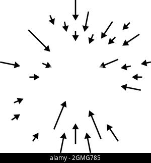 Flèches pointant vers l'intérieur. Radial, flèches rayonnantes, pointeurs - illustration vectorielle de stock, graphiques clip-art Illustration de Vecteur