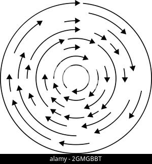 Cercles circulaires, concentriques segmentés, anneaux. Cercle géométrique abstrait. Spirale, tourbillon, tourbillon. Cercles de rotation aléatoires – illustration du vecteur de stock, c Illustration de Vecteur