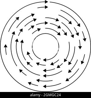 Cercles circulaires, concentriques segmentés, anneaux. Cercle géométrique abstrait. Spirale, tourbillon, tourbillon. Cercles de rotation aléatoires – illustration du vecteur de stock, c Illustration de Vecteur