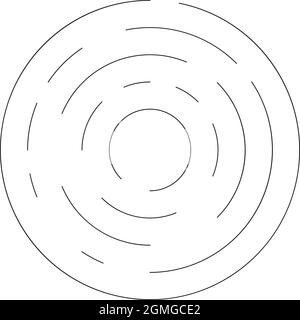 Cercles circulaires, concentriques segmentés, anneaux. Cercle géométrique abstrait. Spirale, tourbillon, tourbillon. Cercles de rotation aléatoires – illustration du vecteur de stock, c Illustration de Vecteur